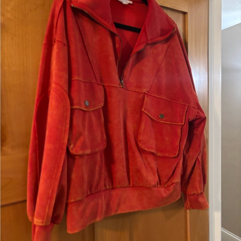 Vintage Red Half-Zip Jacket